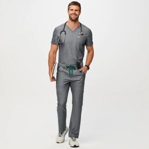 Figs Cargo Set, Brandon New in Charcoal Grey XS